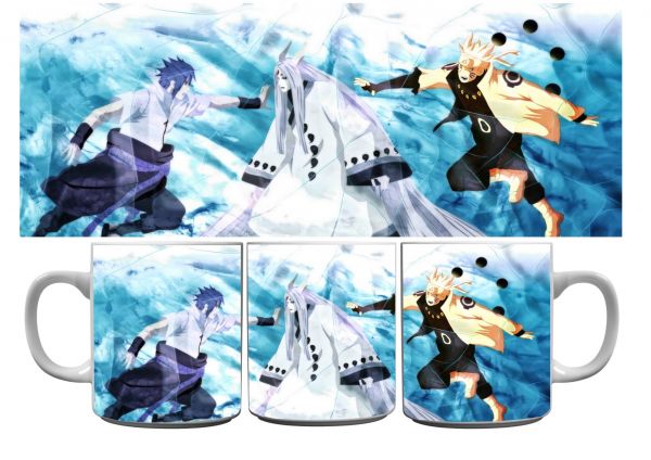 Caneca Naruto e Sasuke vs Kaguyia